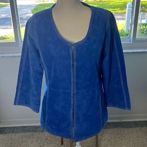 Leather Linea by Louis Dell'Olio Fully Lined Jacket Size M Royal Blue EUC - Picture 1 of 16